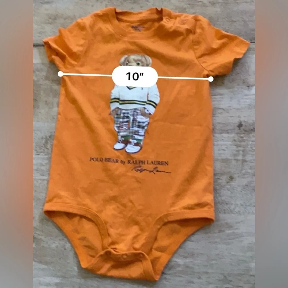 Ralph Lauren Toddler Sz 24m Lifeboat Orange Polo Bear‎ Cotton Jersey Bodysuit